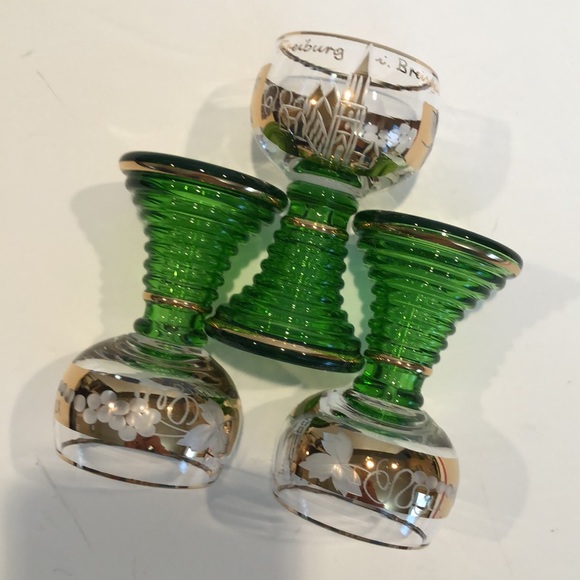 Set Of Three Freiburg im Breisgau Germany Souvenir Cordial Glasses Etched - Picture 2 of 12